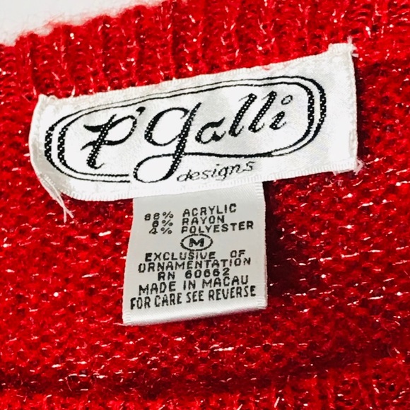 Vintage P’ Galli Red and Black Poinsettia Sweater - Picture 4 of 4